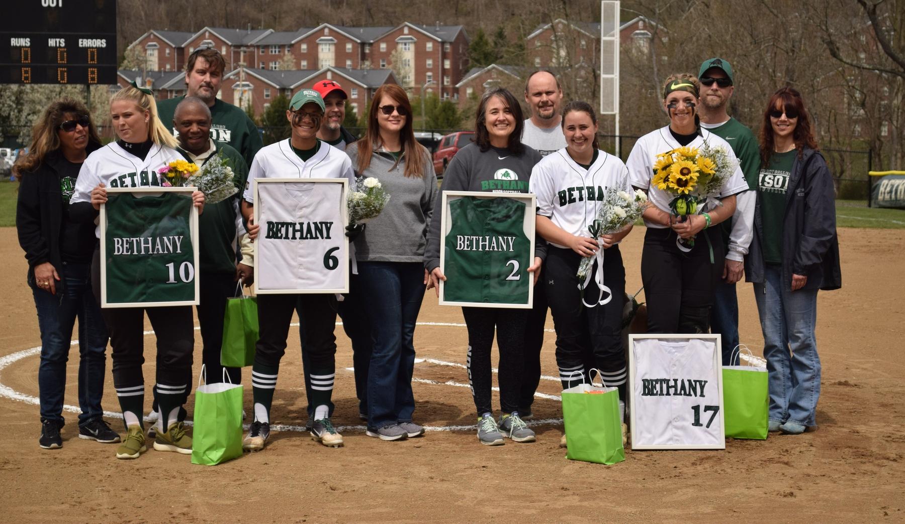 Softball claims split with Westminster on Senior Day
