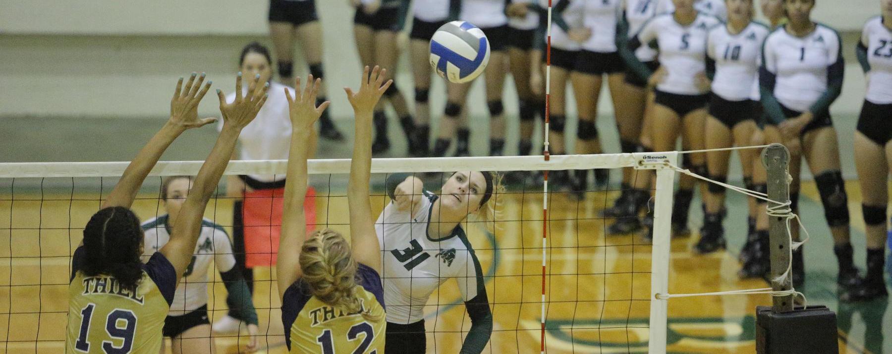 Volleyball dominates Chatham in Dig Pink match, 3-0